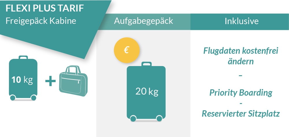 Infografik - Gepäck Richtlinien Ryanair Flexi Plus Tarif